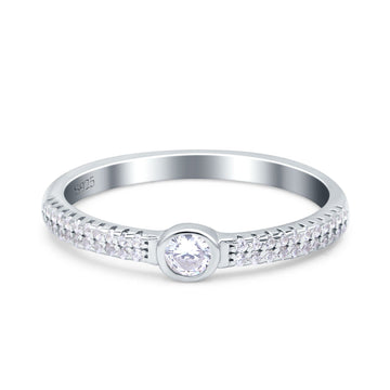 Engagement Bridal Ring Round Simulated Cubic Zirconia 925 Sterling Silver